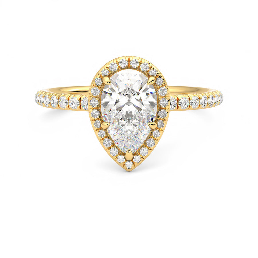 Anillo Radiance Halo Pavé Diamante y Oro 18k