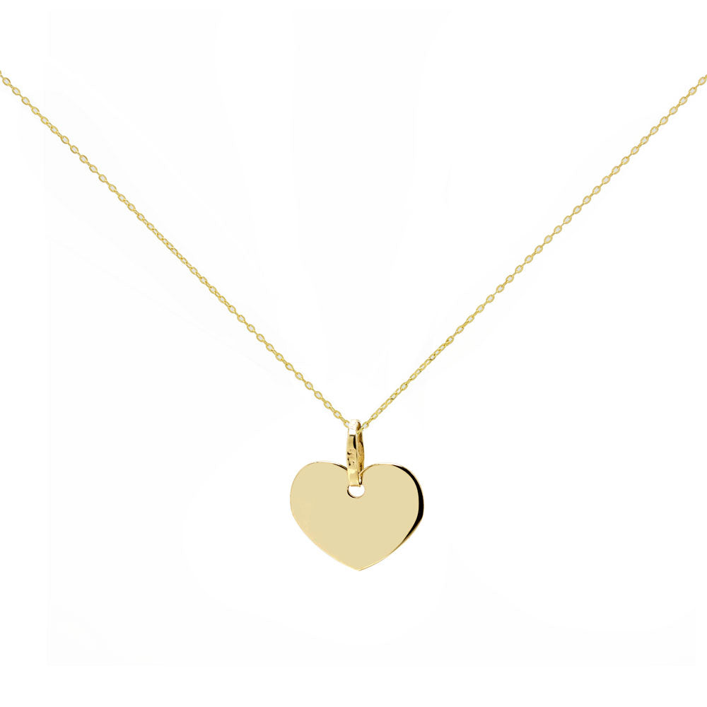 Cadena y Placa Corazón de Oro 9K Personalizada