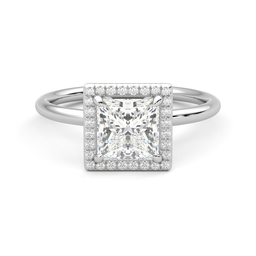 Anillo Scintille Halo Diamante y Oro Blanco 18k