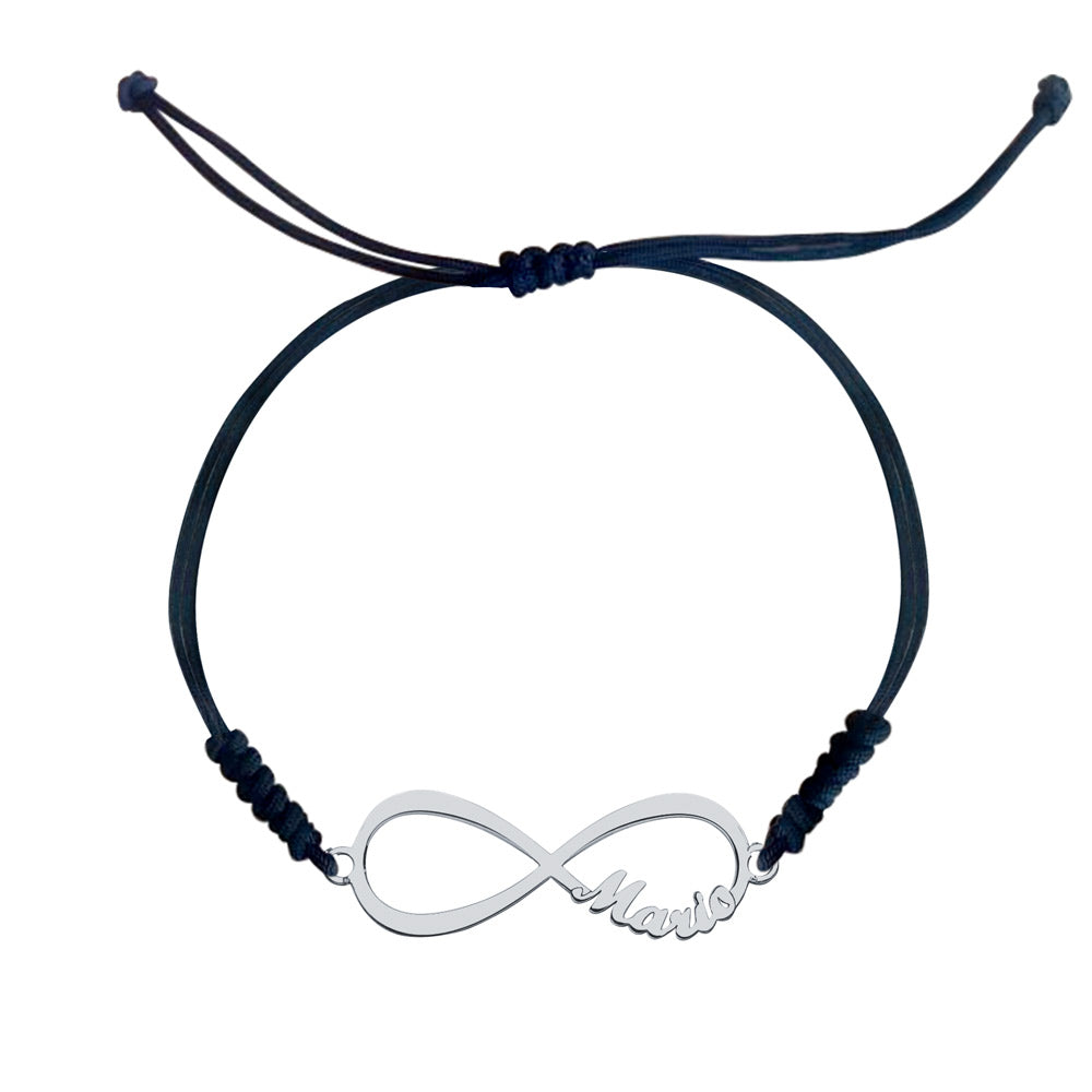 Pulsera con nombre Infinito Macramé Plata