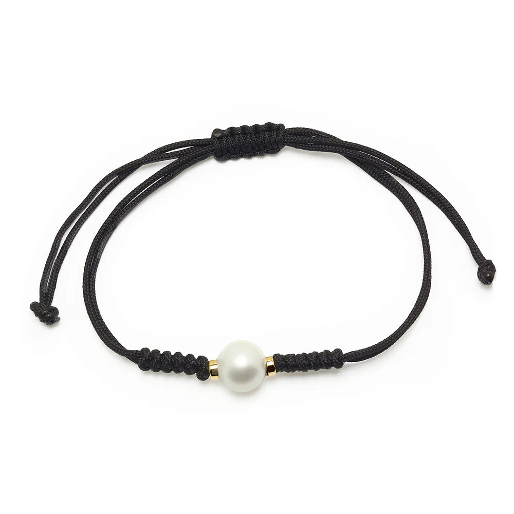 Pulsera Hilo Cordón de Oro 9K con Perla