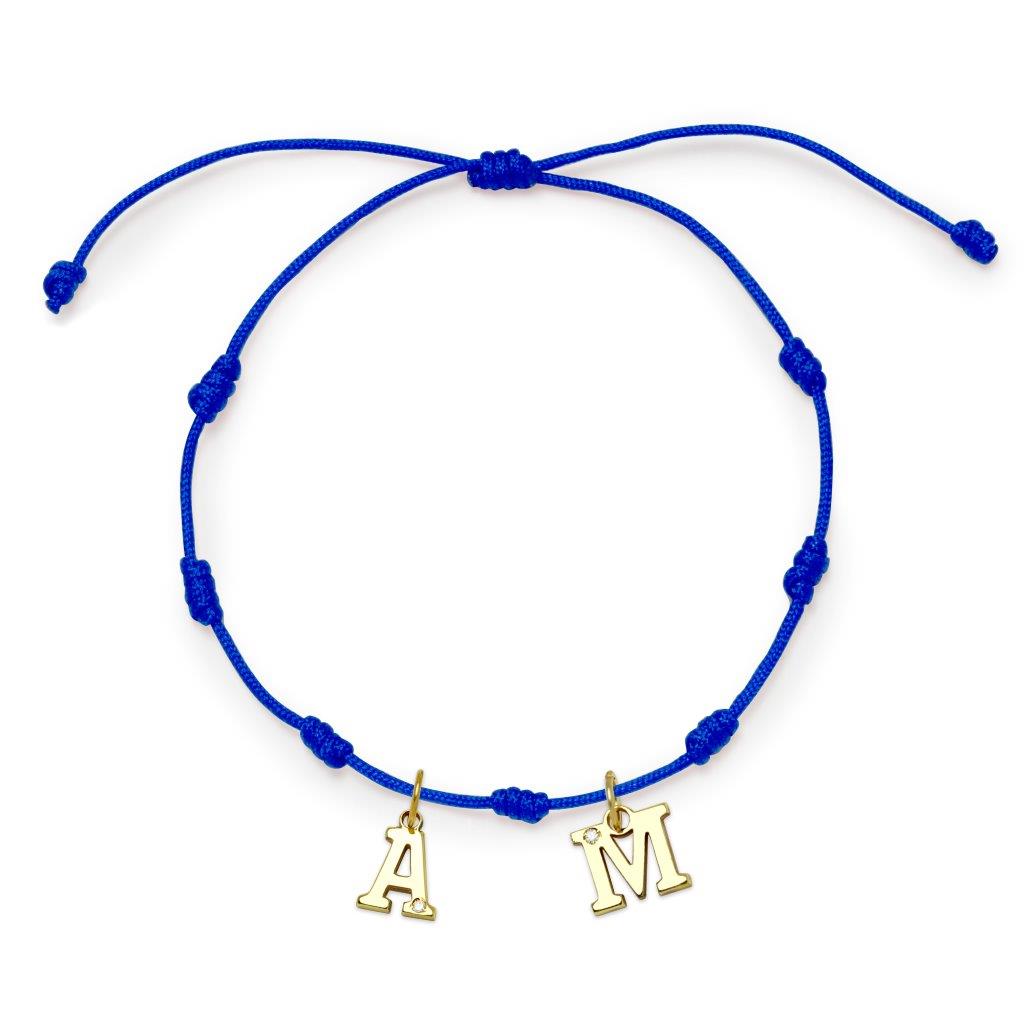 Pulsera 7 nudos 2 Iniciales y Diamante