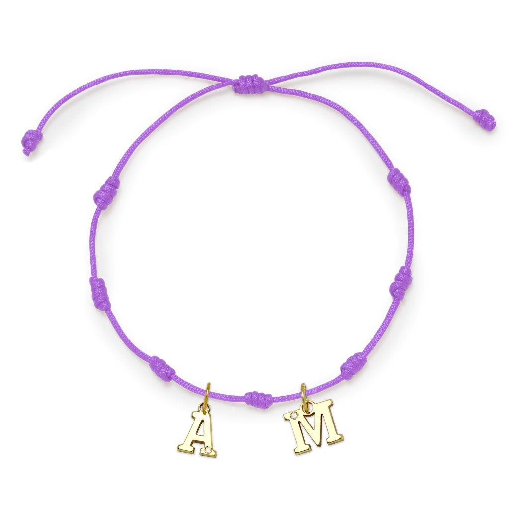 Pulsera 7 nudos 2 Iniciales y Diamante