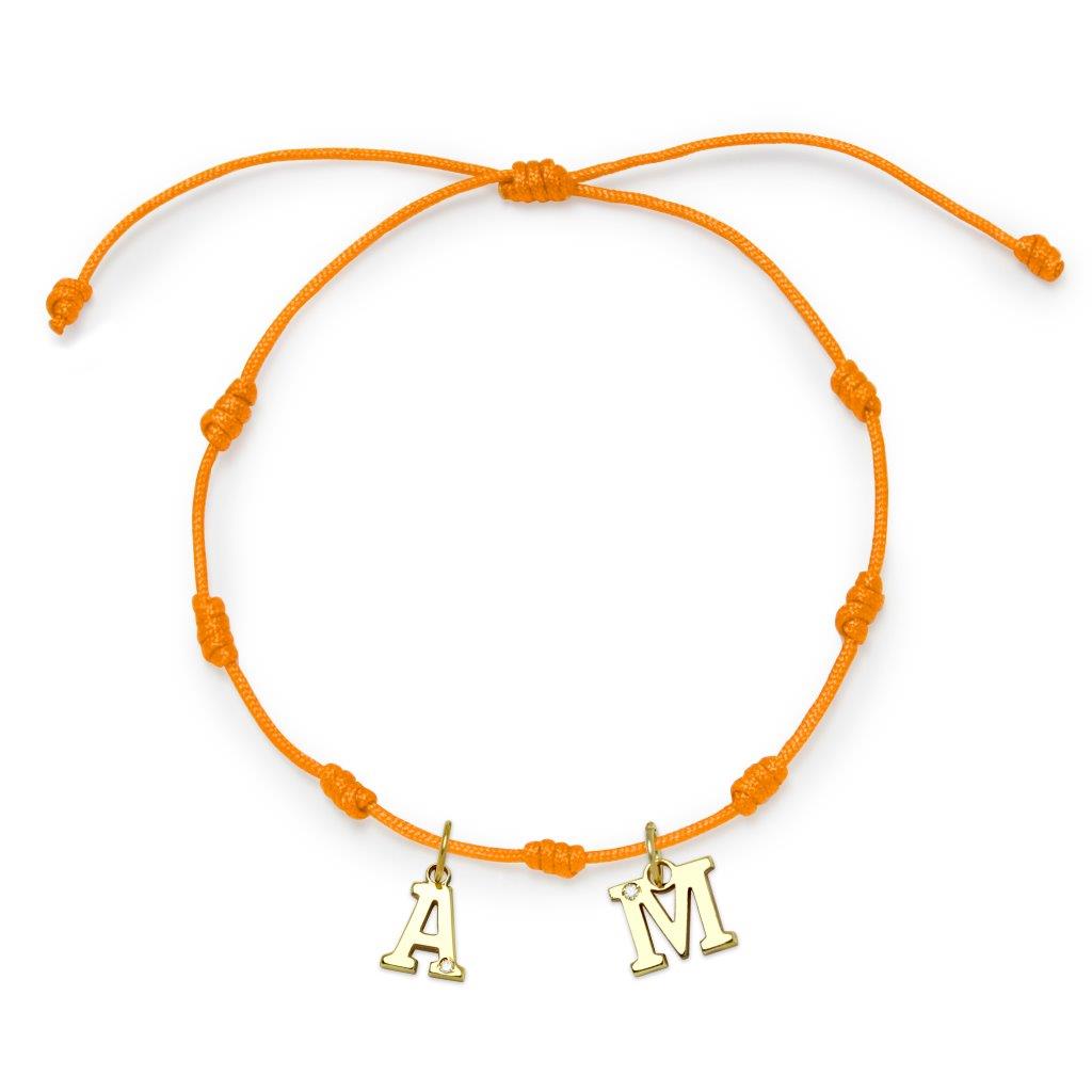 Pulsera 7 nudos 2 Iniciales y Diamante