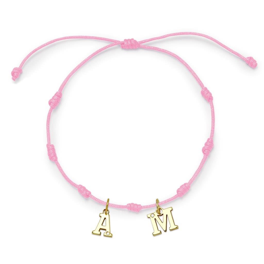Pulsera 7 nudos 2 Iniciales y Diamante