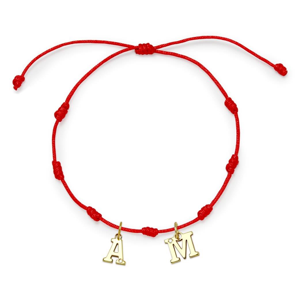Pulsera 7 nudos 2 Iniciales y Diamante