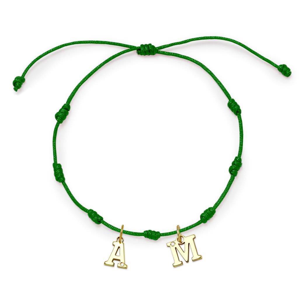 Pulsera 7 nudos 2 Iniciales y Diamante