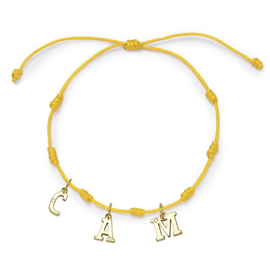 Pulsera 7 nudos 3 Iniciales y Diamante