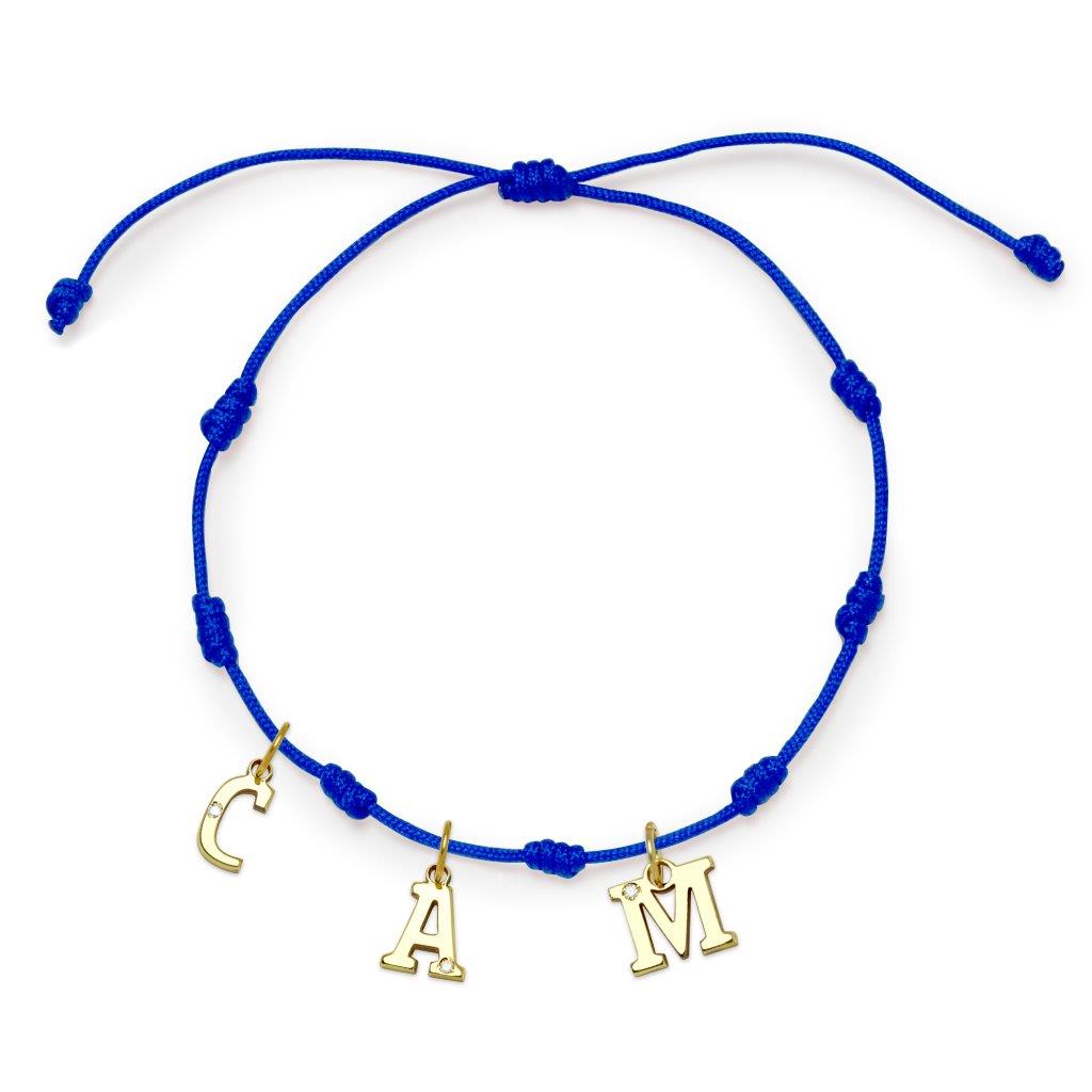 Pulsera 7 nudos 3 Iniciales y Diamante
