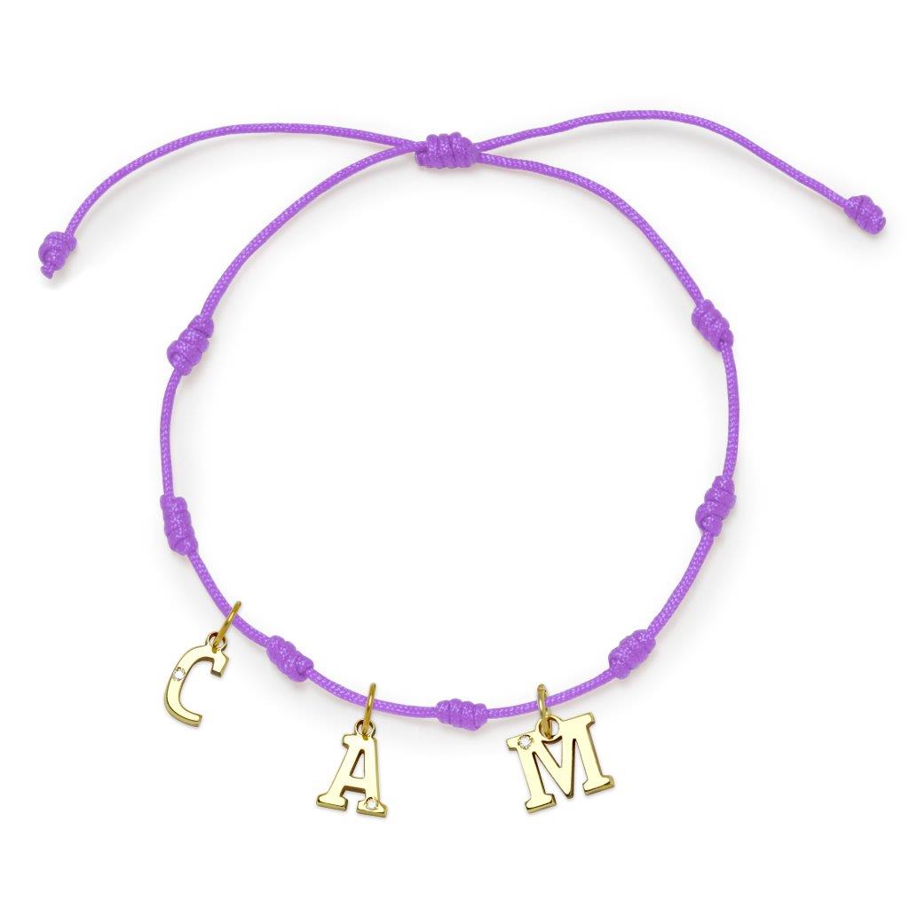 Pulsera 7 nudos 3 Iniciales y Diamante