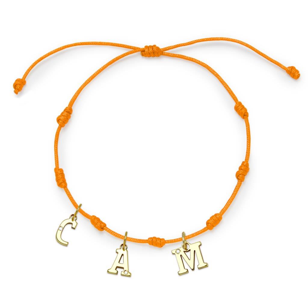 Pulsera 7 nudos 3 Iniciales y Diamante