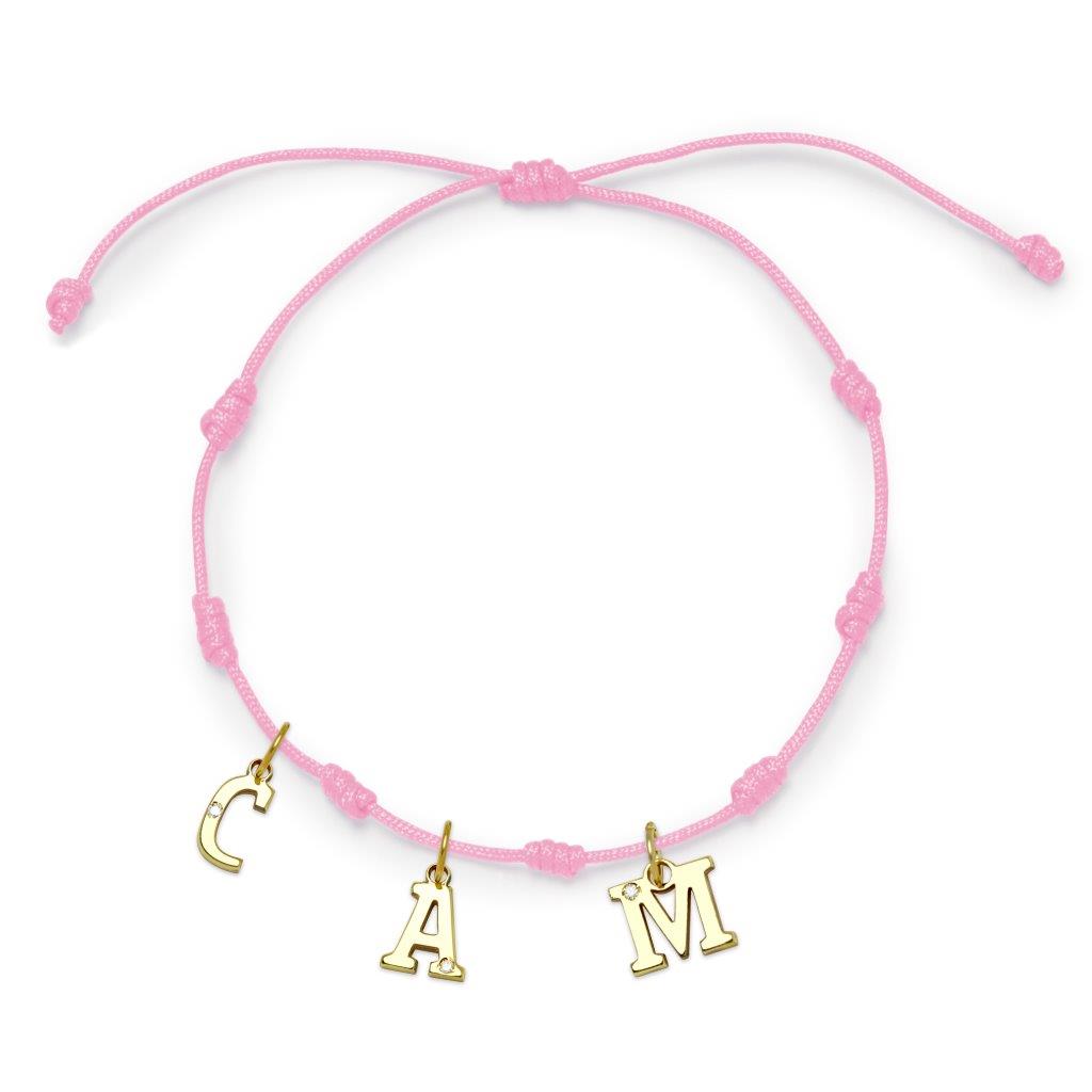 Pulsera 7 nudos 3 Iniciales y Diamante