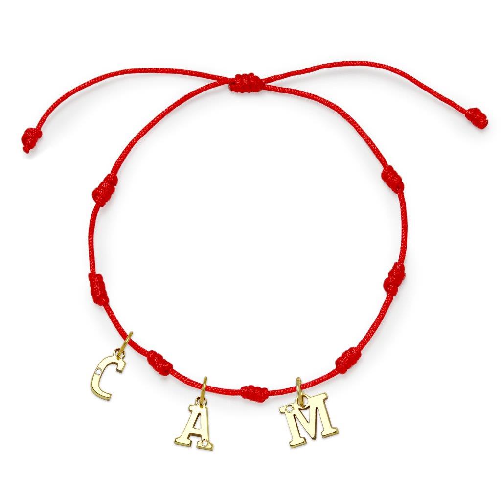 Pulsera 7 nudos 3 Iniciales y Diamante