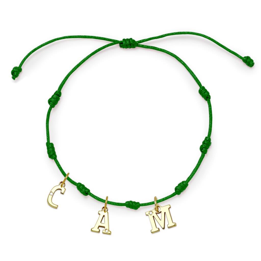Pulsera 7 nudos 3 Iniciales y Diamante