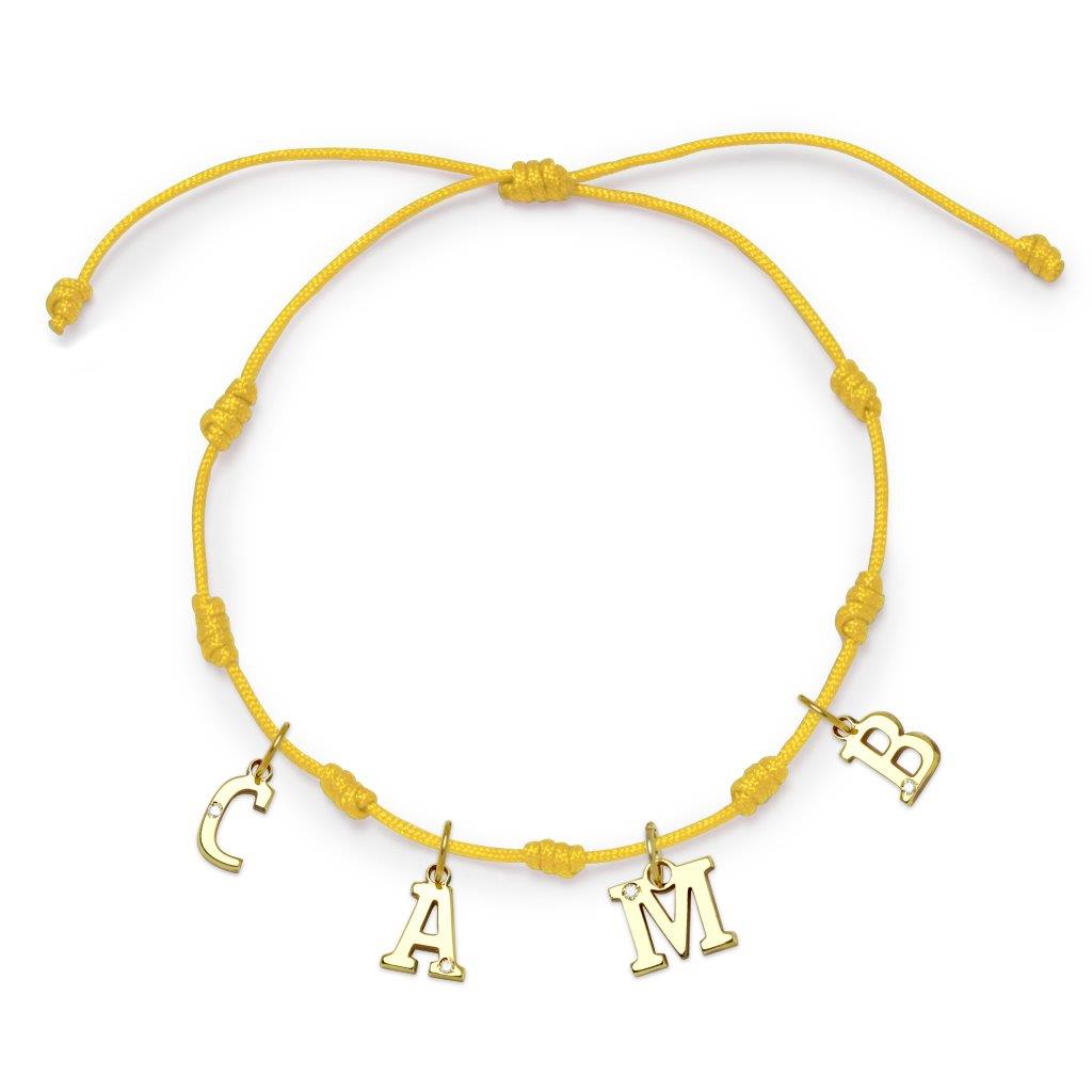 Pulsera 7 nudos 4 Iniciales y Diamante