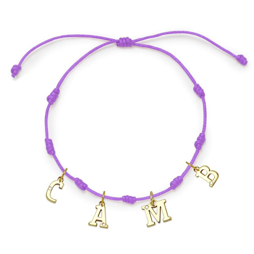 Pulsera 7 nudos 4 Iniciales y Diamante