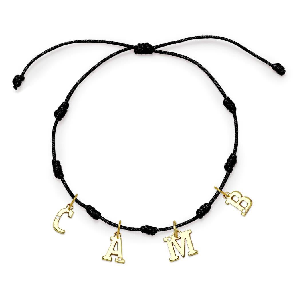 Pulsera 7 nudos 4 Iniciales y Diamante