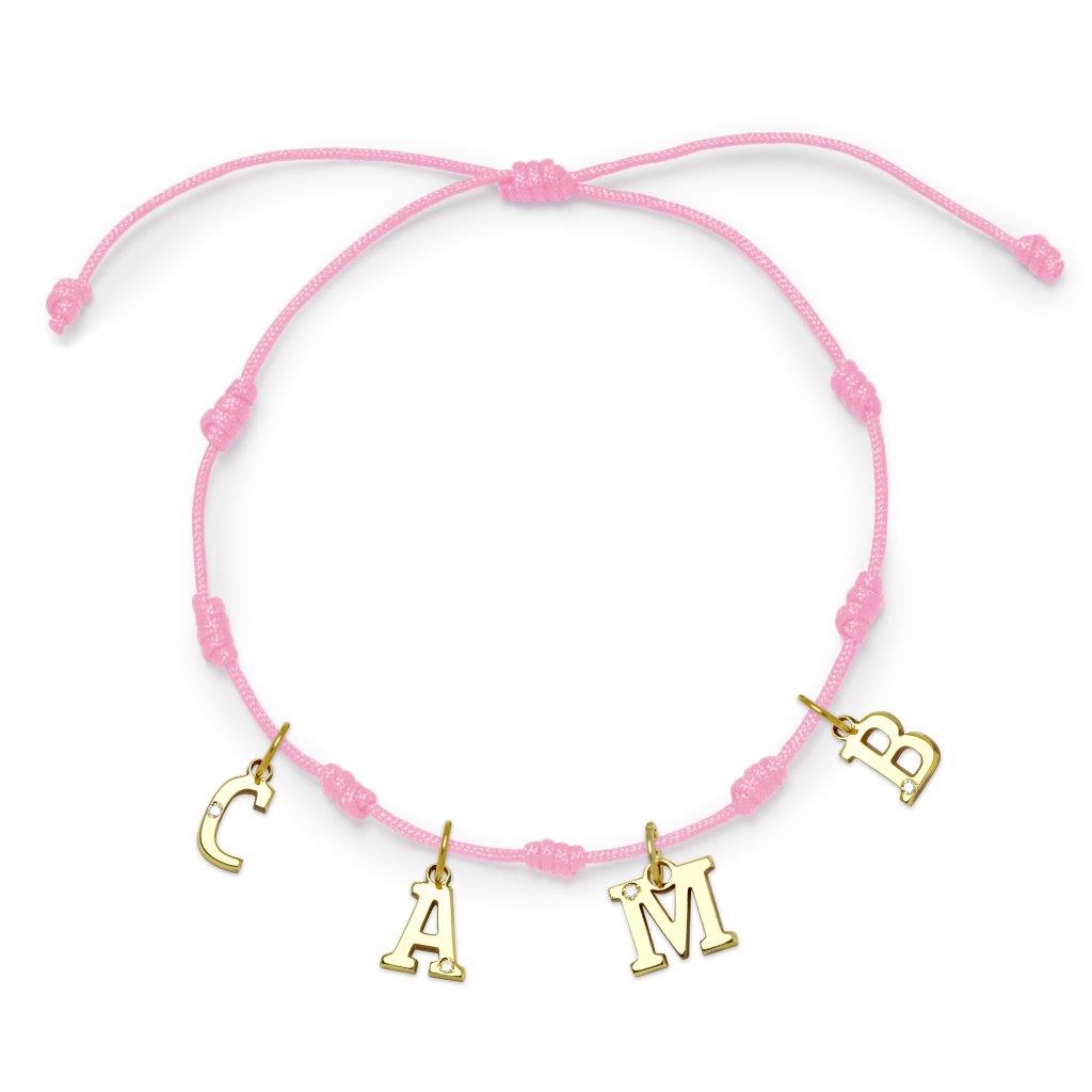 Pulsera 7 nudos 4 Iniciales y Diamante