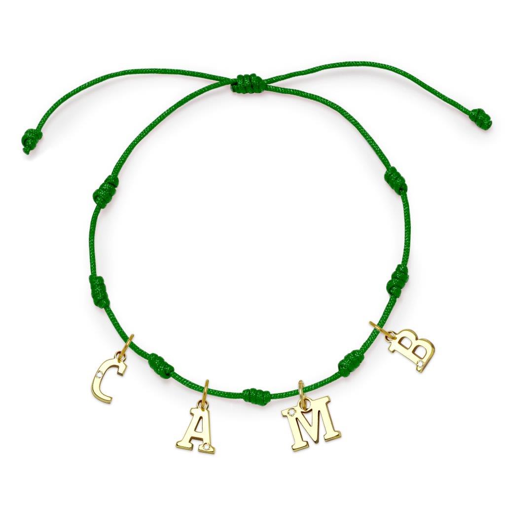 Pulsera 7 nudos 4 Iniciales y Diamante