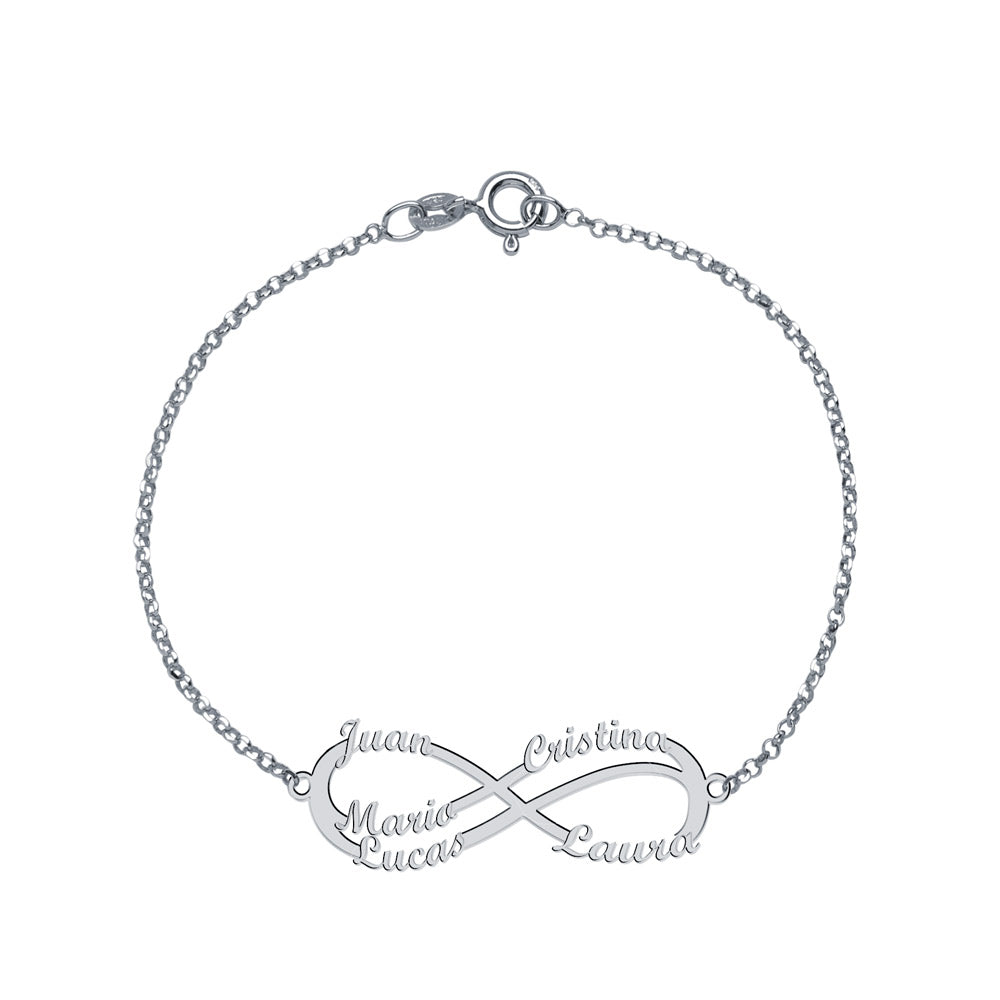 Pulsera con nombre 5 Infinito Oro