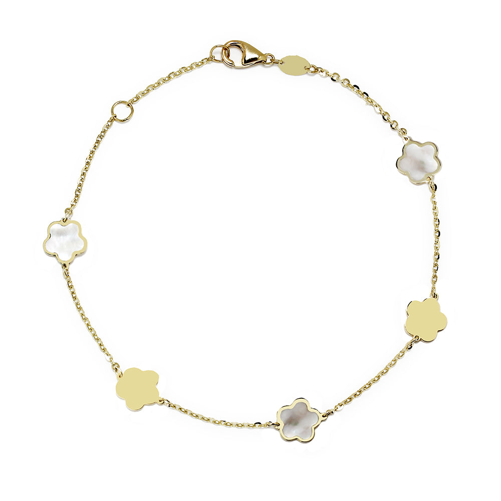 Pulsera Flores con Nácar Oro