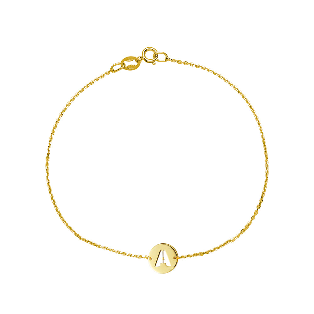 Pulsera con Inicial Disco Oro