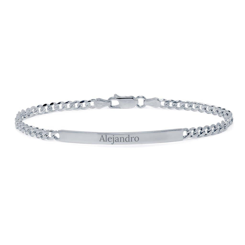 Pulsera Barbada Maciza 3mm Plata