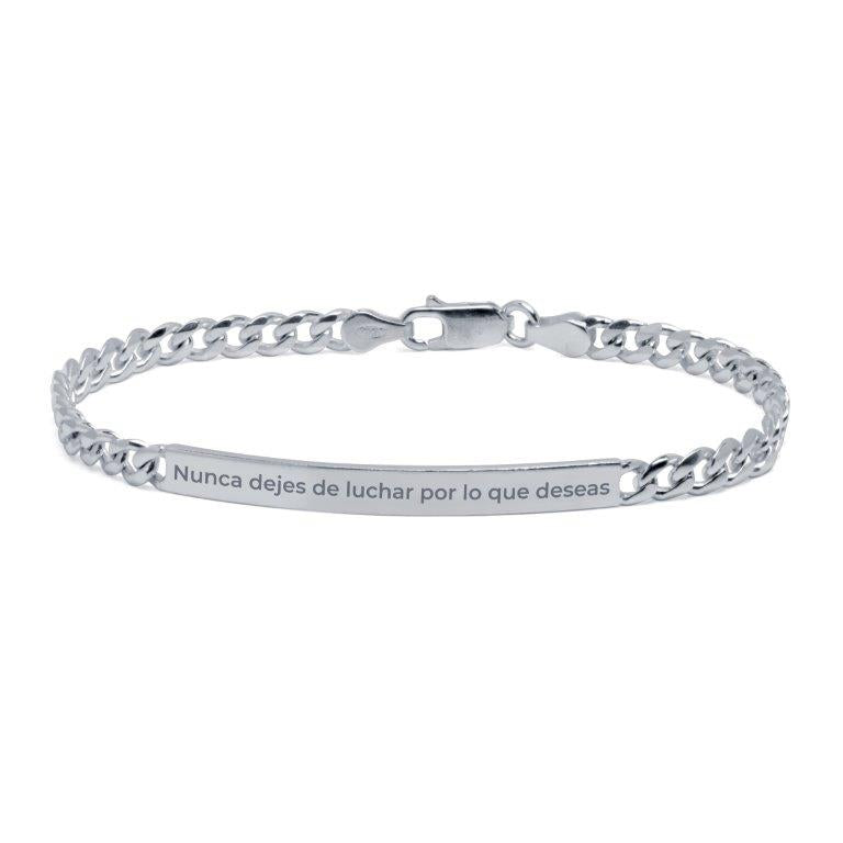 Pulsera Barbada Maciza 4mm Plata