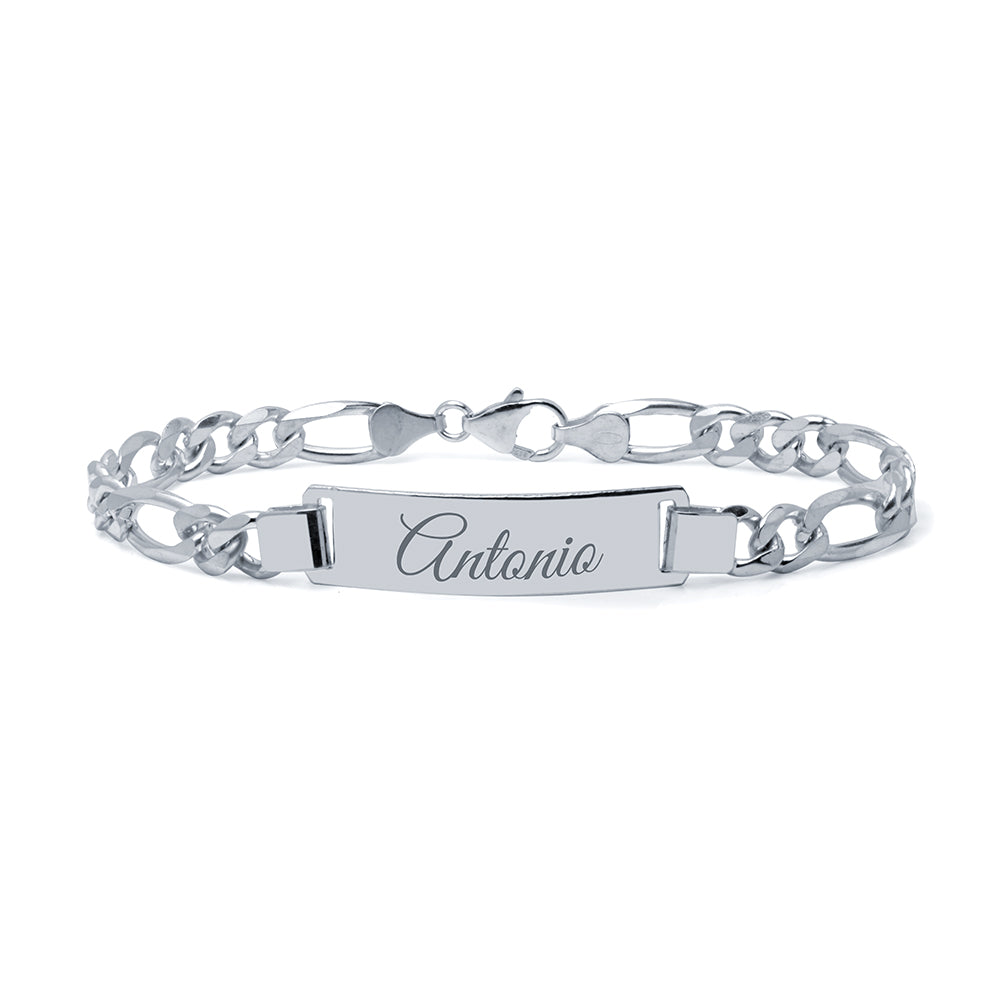 Pulsera Fígaro Maciza Italiana 7mm Plata