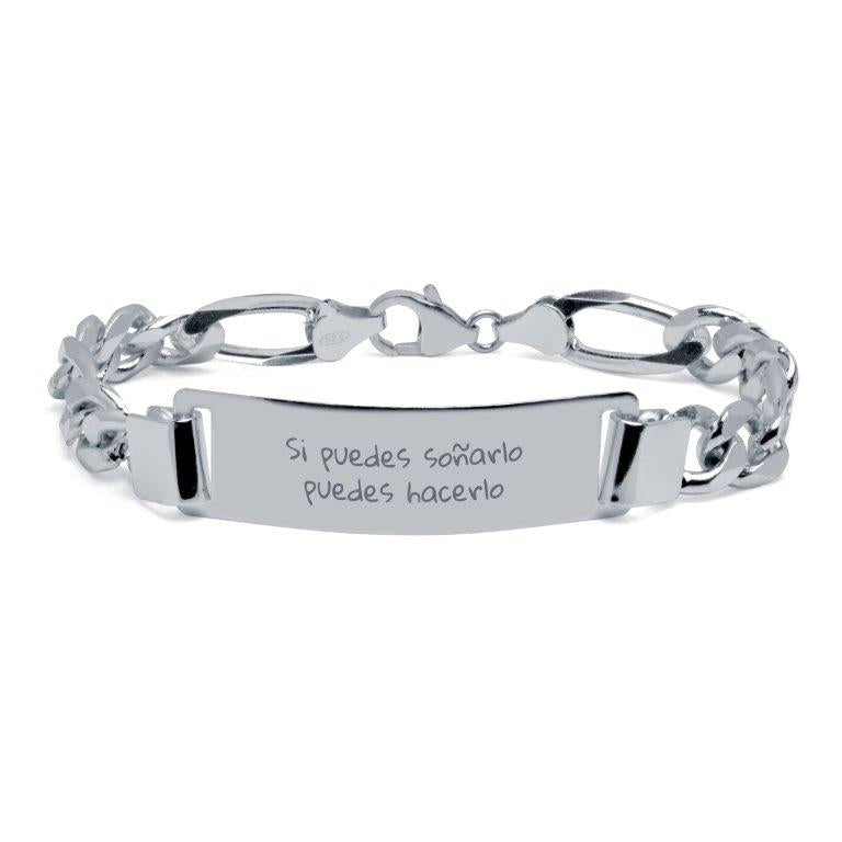 Pulsera Fígaro Maciza Italiana 10mm Plata