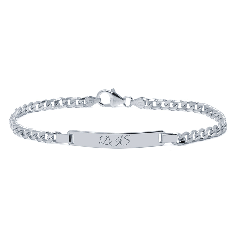 Pulsera Barbada Maciza Italiana 4mm Plata