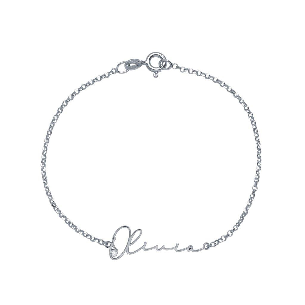 Pulsera con nombre Caligrafia Plata