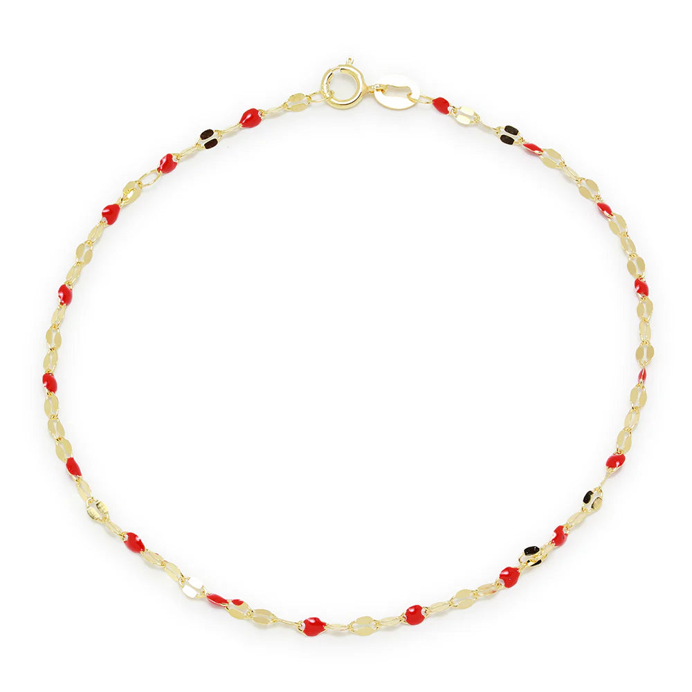 Pulsera Piedras Rojas Oro
