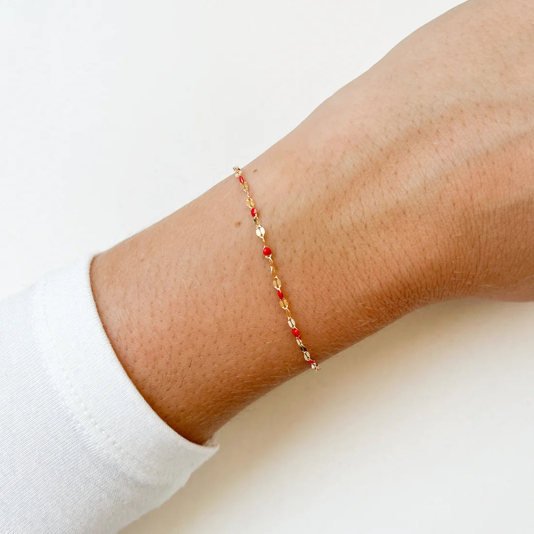 Pulsera Piedras Rojas Oro