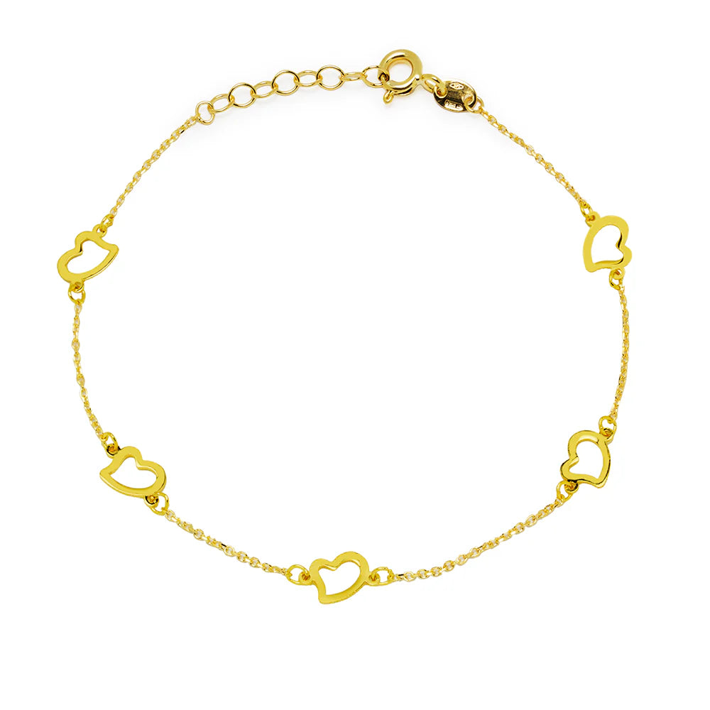 Pulsera 5 corazones Oro