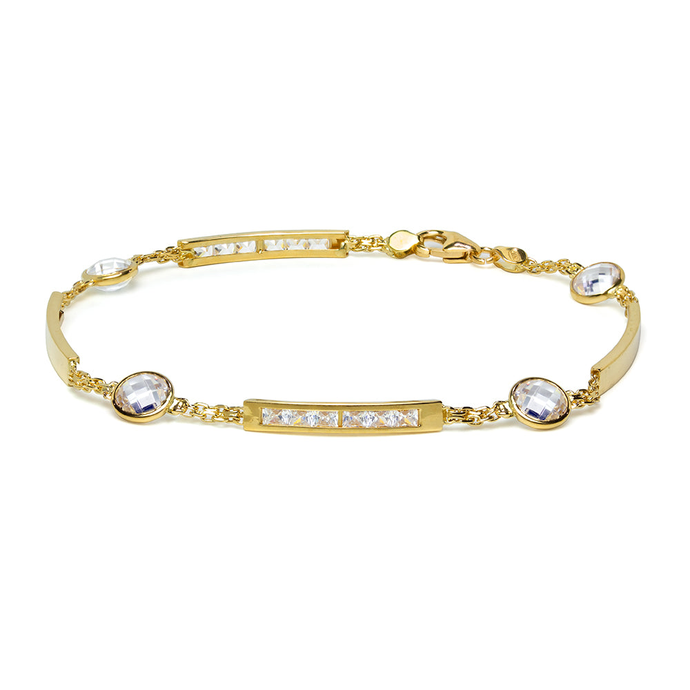 Pulsera Semirígida Circonitas y Oro