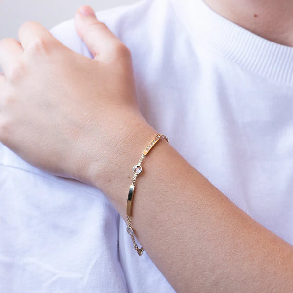 Pulsera Semirígida Circonitas y Oro