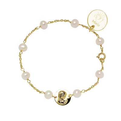 Pulsera Virgen Niña de Oro 9K Personalizada