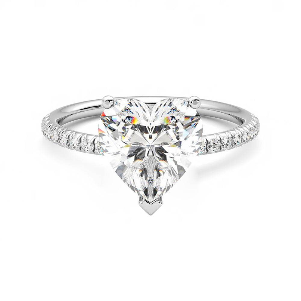 Anillo Coeur Pavé Diamante y Oro Blanco 18k