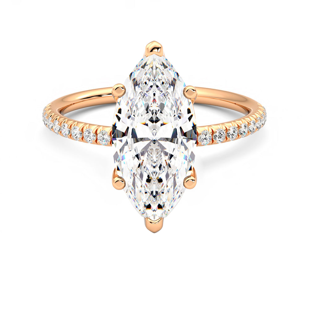 Anillo Flamme Pavé Diamante y Oro Rosa 18k