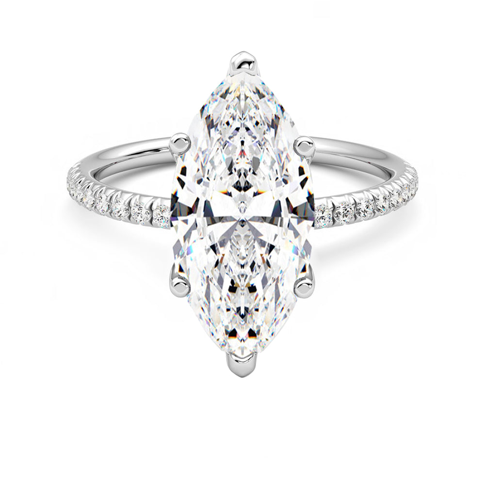 Anillo Flamme Pavé Diamante y Oro Blanco 18k