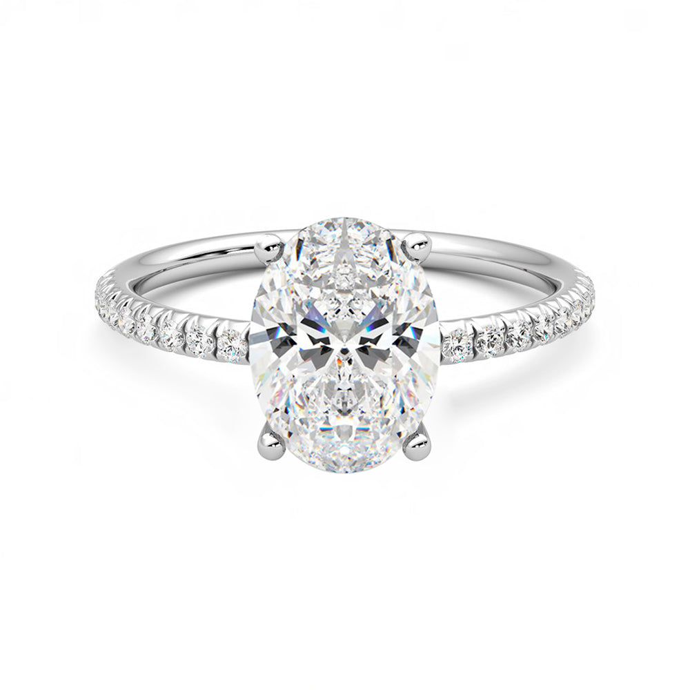 Anillo Lumiere Pavé Diamante y Oro Blanco 18k