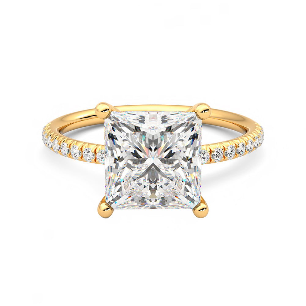 Anillo Princess Pavé Diamante y Oro 18k