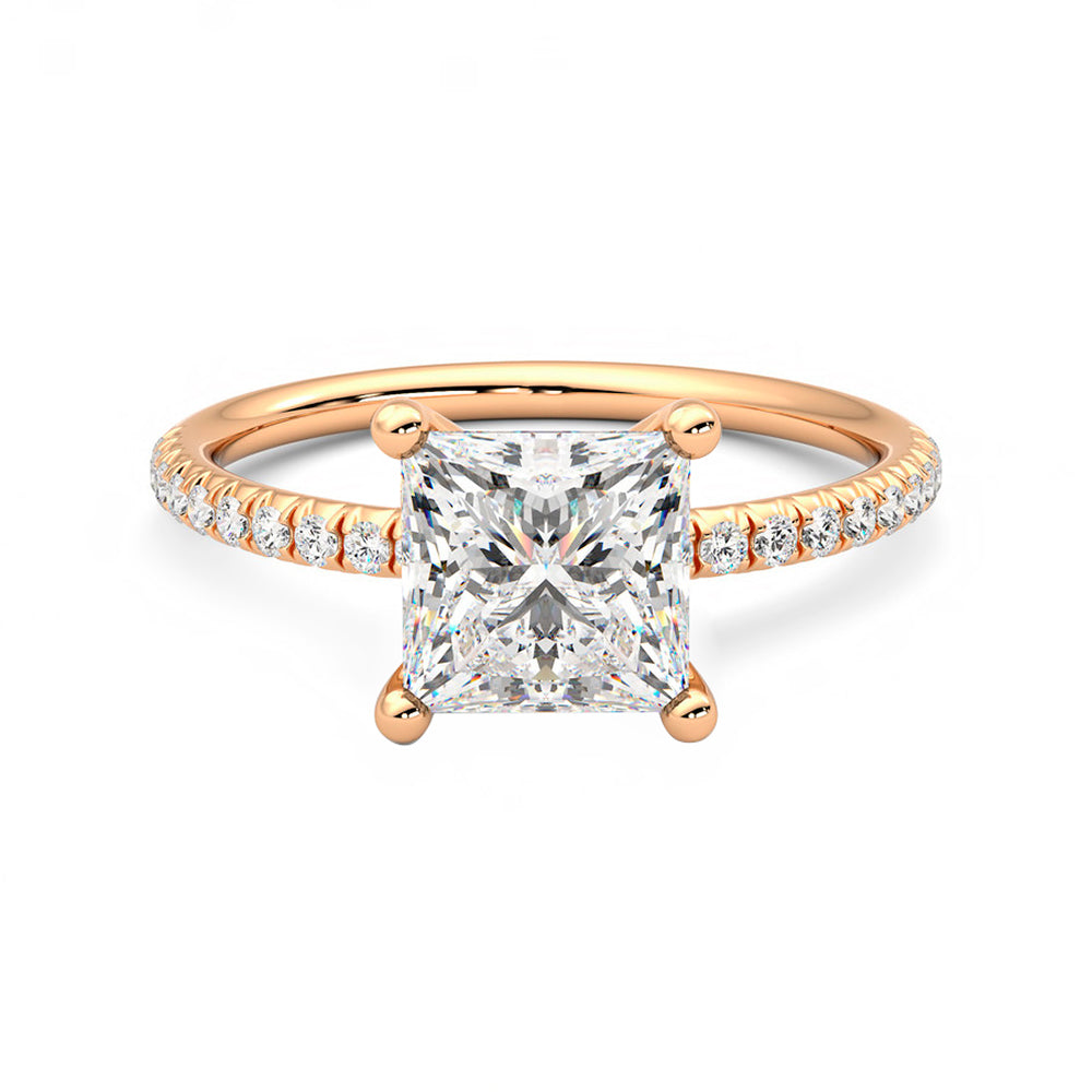 Anillo Lumiere Pavé Diamante y Oro Rosa 18k