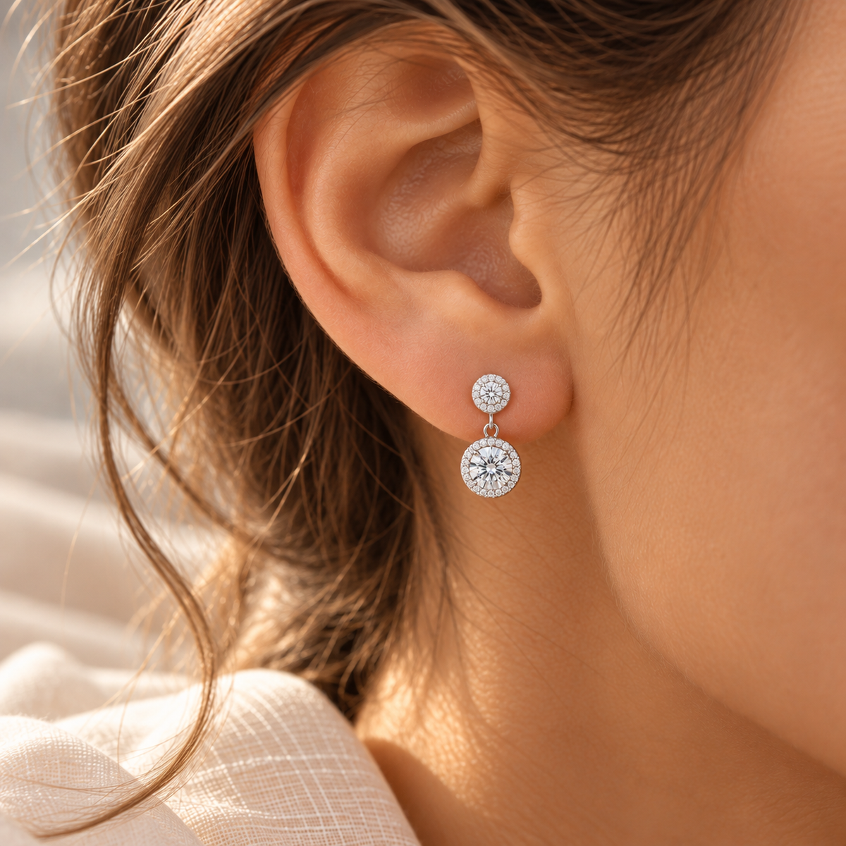 Pendientes de Plata 925 con Moissanita