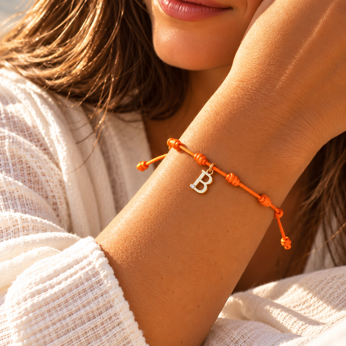 Pulsera 7 Nudos de Oro con Inicial Grabada