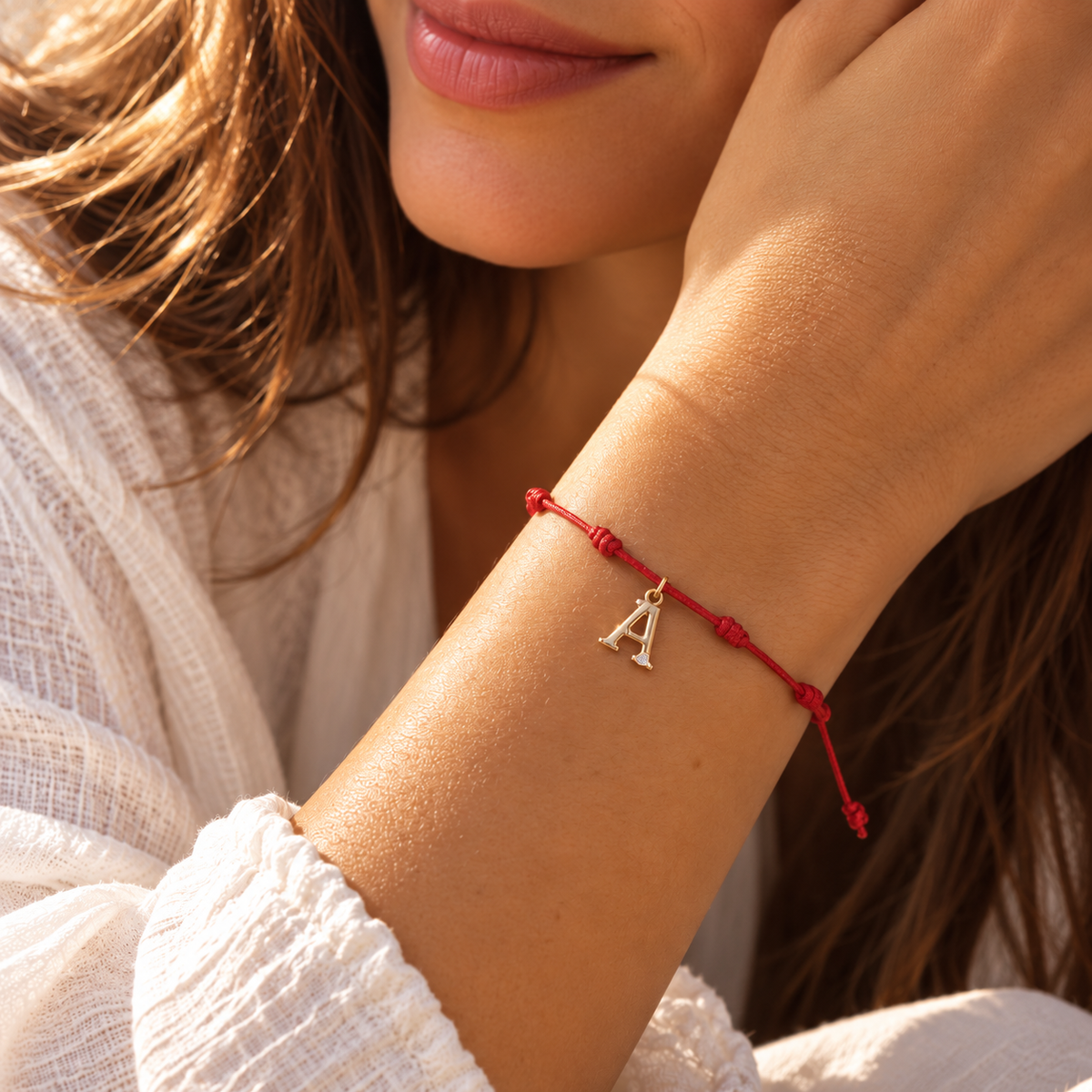 Pulsera 7 Nudos de Oro con Inicial Grabada