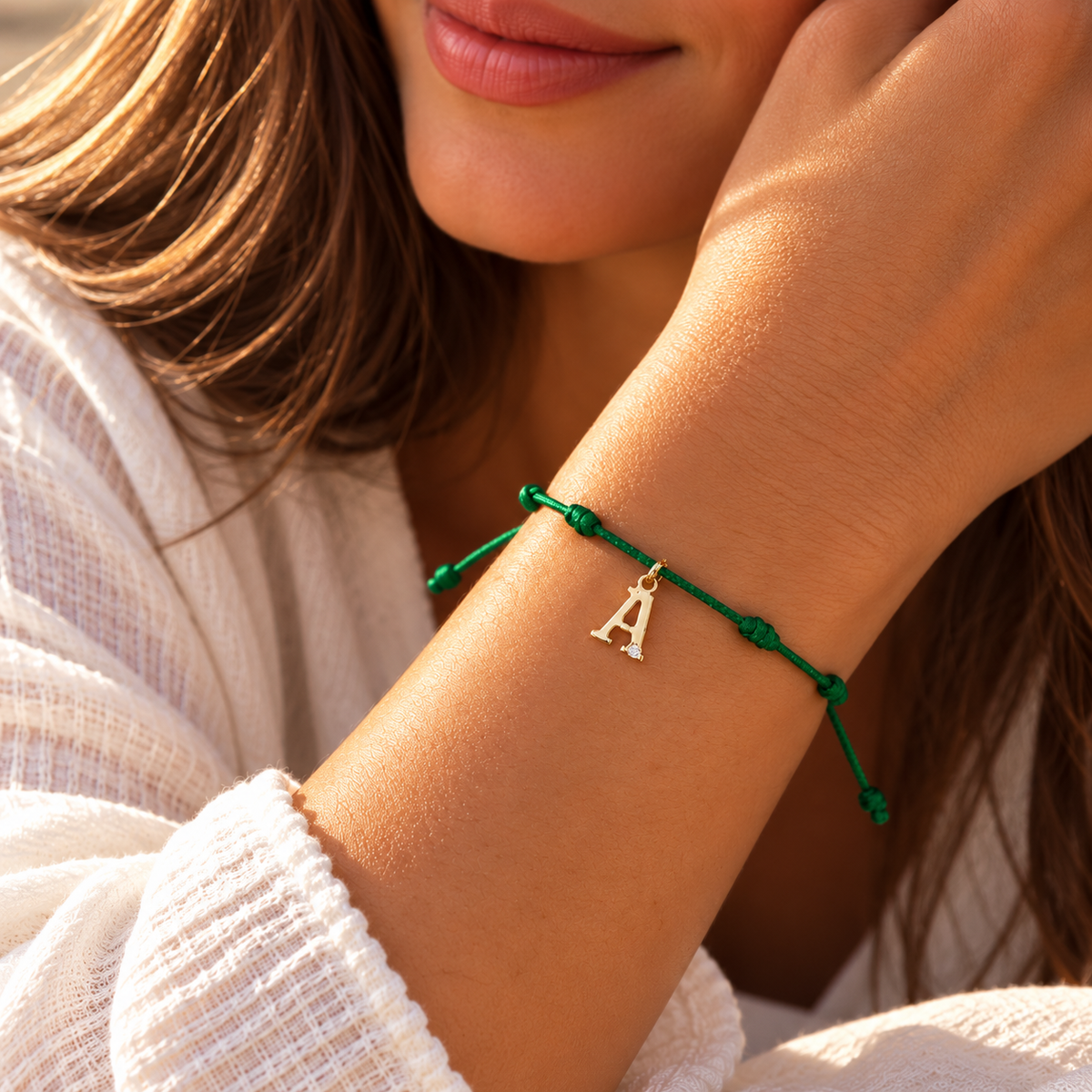 Pulsera 7 Nudos de Oro con Inicial Grabada