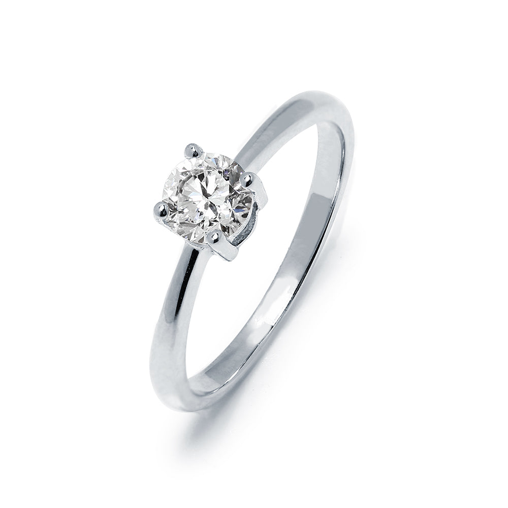 Anillo Solitario Diamante de Laboratorio Gran Destello en Plata 925
