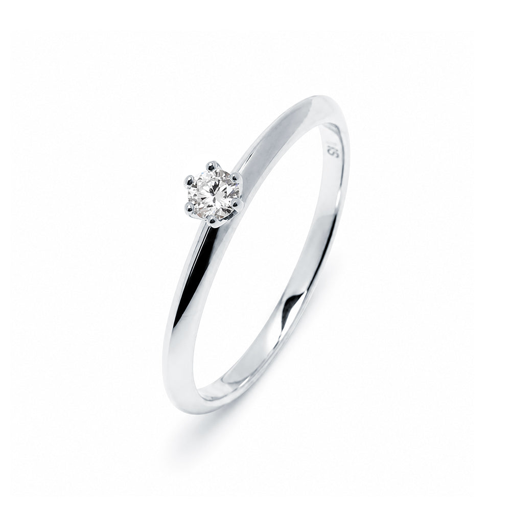Anillo Solitario Diamante de Laboratorio Minimalista en Plata 925